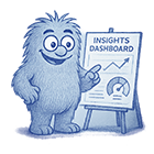 Monster pointing at an insights report