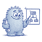 Monster with blueprint for visual modelling