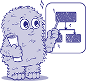 Monster with blueprint for visual modelling